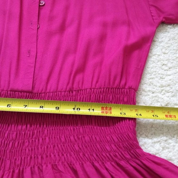 vintage 80s pink fuschia playsuit romper shortall jumpsuit - Picture 8 of 12